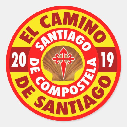 El Camino de Santiago 2019 Ronde Sticker (Voorkant)