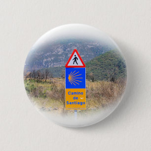 El Camino de Santiago de Compostela, Spanje, teken Ronde Button 5,7 Cm