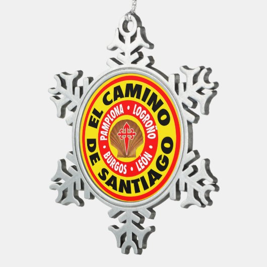 El Camino De Santiago Tin Sneeuwvlok Ornament (Rechts)