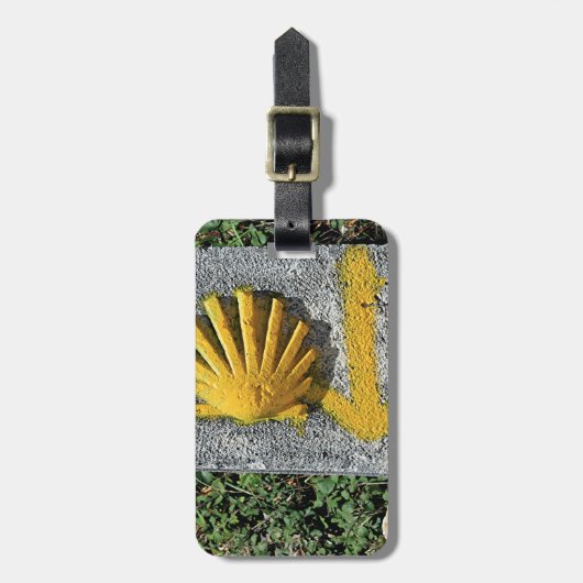 El Camino schelp en pijltje, Spanje Bagagelabel (Voorkant verticaal)