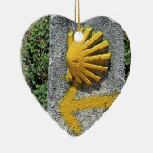 El Camino schelp en pijltje, Spanje Keramisch Ornament (Rechts)