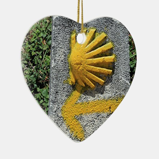 El Camino schelp en pijltje, Spanje Keramisch Ornament (Rechts)