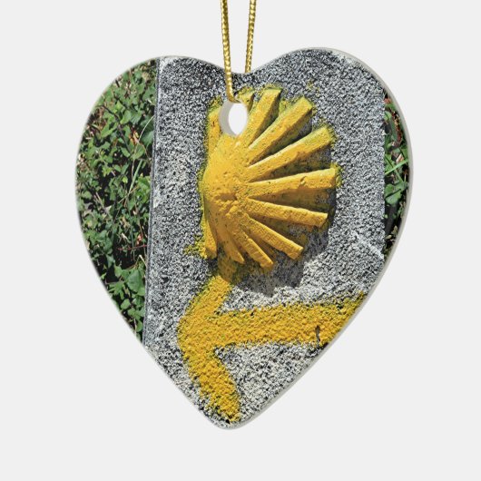 El Camino schelp en pijltje, Spanje Keramisch Ornament (Links)