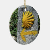 El Camino schelp en pijltje, Spanje Keramisch Ornament (Rechts)