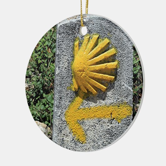 El Camino schelp en pijltje, Spanje Keramisch Ornament (Links)
