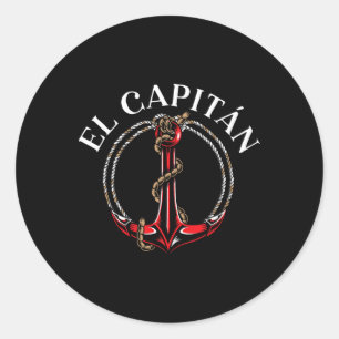 El Capitan Anker Boot Schip Kapitein Skipper Zeile Ronde Sticker