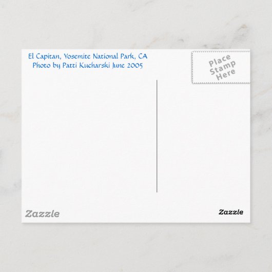 El Capitan Briefkaart (Achterkant)