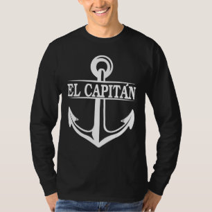 El Capitan Kapitein Anker Schip Boot en Sail 2 T-shirt