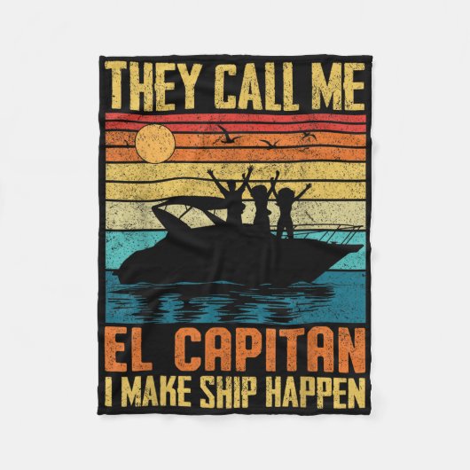 El Capitan Pontoon Kapitein Ik Maak Schepen Gebeur Fleece Deken (Voorkant)