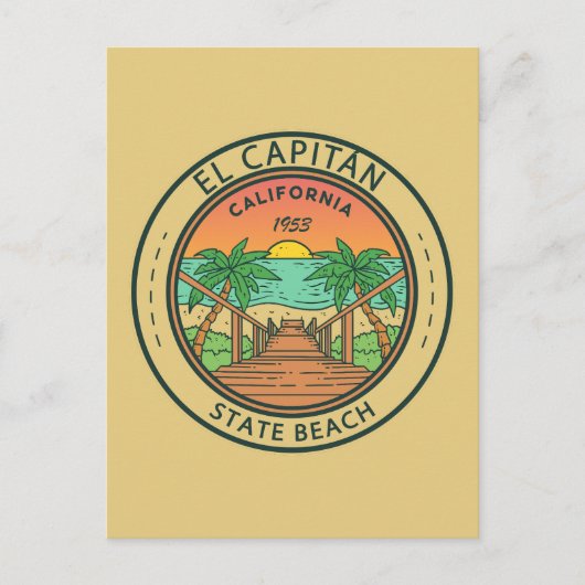 El Capitan State Beach California Circle Badge Briefkaart (Voorkant)