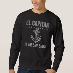 El Capitan Van Het Schip Toont Spaans Zeiler Boot Trui