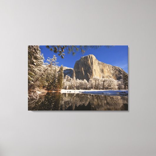 El Capitan weerspiegelt zich in de Merced-rivier i Canvas Afdruk (Voorkant)