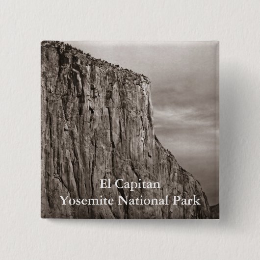 El Capitan Yosemite Sepia Vierkante Button 5,1 Cm (Voorkant)
