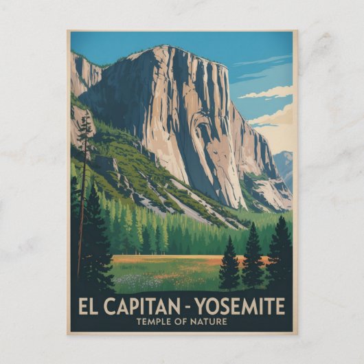El Capitan Yosemite Vintage Travel Poster Briefkaart (Voorkant)