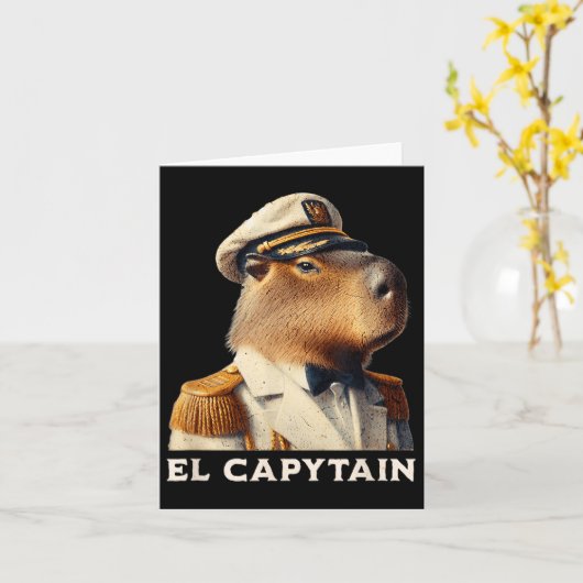 El Captain Funny Capybara Bootkapitein Kaart (Gele Bloem)