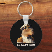 El Capytain Grappige Capybara Boot Kapitein Sleutelhanger (Voorkant)