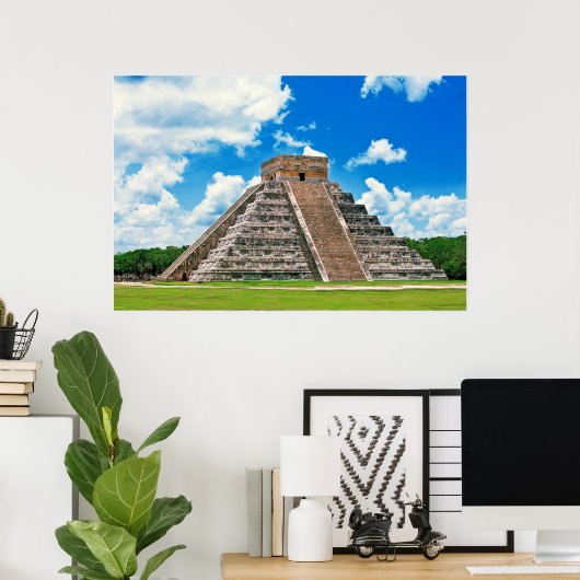 El Castillo in Chichen-Itza Poster (Thuiskantoor)
