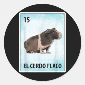 El Cerdo Flaco Mexicaanse Skinny Pig Kaarten Ronde Sticker