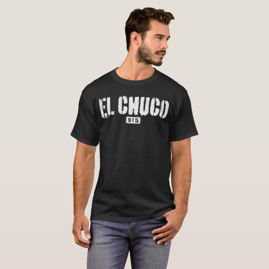 EL CHUCO 915 El Paso TX Edgy Rough Stencil Design T-shirt (Voorkant volledig)