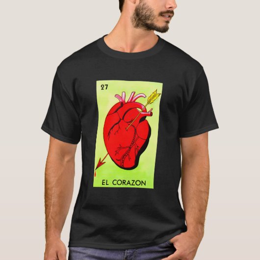 El Corazon - Mexicaanse Loterij Kaarten Lotto Mexi T-shirt (Voorkant)