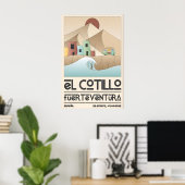 El Cotillo Surf Poster Travel Art with Wave (Thuiskantoor)
