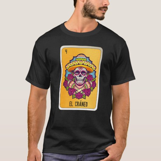 El Cráneo Mexican Slang Lottery Bingo Cards T-shirt (Voorkant)