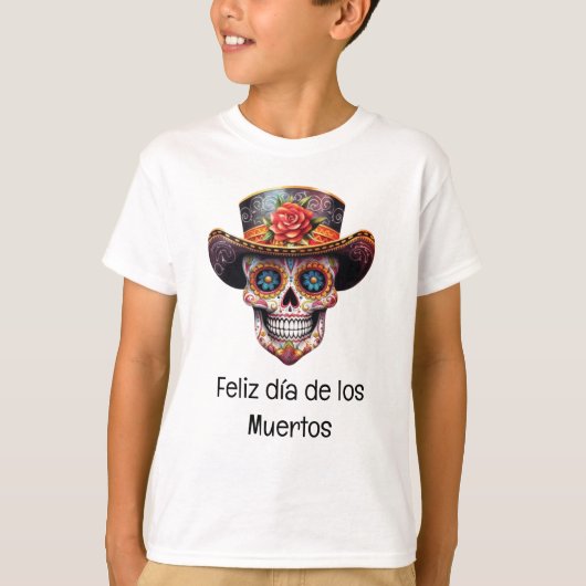El Día de los Muertos T-shirt voor jongens (Voorkant)