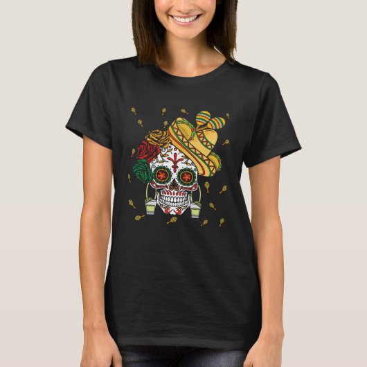 El Dia De Los Muertos Taco Tequila Shot Happy Cinc T-shirt (Voorkant)