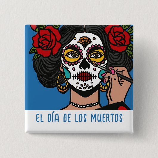 El día de Los Muertos Vierkante Button 5,1 Cm (Voorkant)