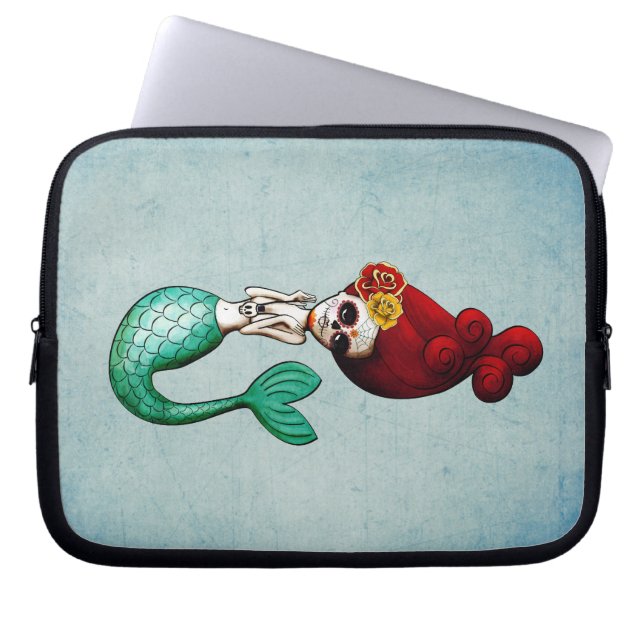 El Dia de Muertos Mermaid Laptop Sleeve (Voorkant)
