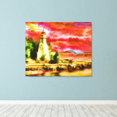 El faro y las gaviotas canvas afdruk (Insitu (Houten vloer))