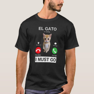 El Gato belt een droevige huilende kitten meme T-shirt