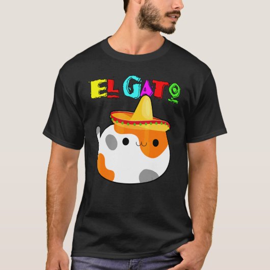 El Gato Calico Cat Cinco de Mayo Latino Kat met T-shirt (Voorkant)