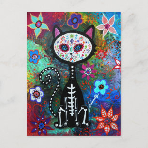El Gato Cat Dia de los Muertos door de politie Briefkaart