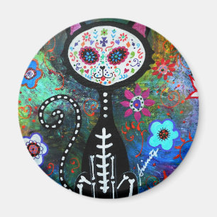 El Gato Cat Dia de los Muertos door de politie Magneet