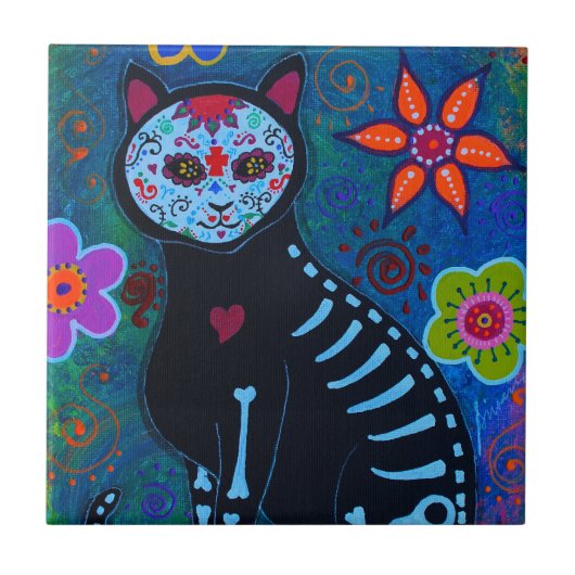 EL GATO CAT DIA DE LOS MUERTOS TEGELTJE (Voorkant)