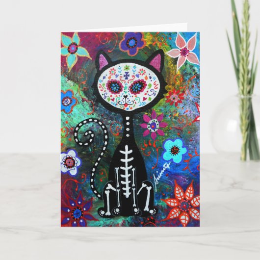 El Gato Cat Dia de los Muertos van Prisarts Kaart (Voorkant)