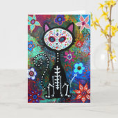 El Gato Cat Dia de los Muertos van Prisarts Kaart (Gele Bloem)