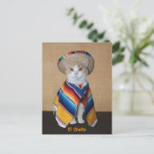 El Gato Cat in Sombrero en Serape Briefkaart (Staand voorkant)