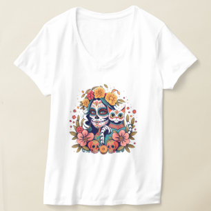 El Gato Catrina: Een katachtige dia de los muertos T-shirt