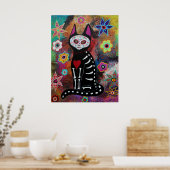 El gato Dia de los Muertos Painting Poster (Keuken)