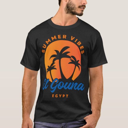 El Gouna Egypte Zonsondergang Palmbomen Zomer Vibe T-shirt (Voorkant)