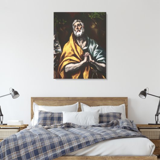 El Greco Berouwvolle Sint-Pieter Canvas Afdruk (Insitu (Slaapkamer))