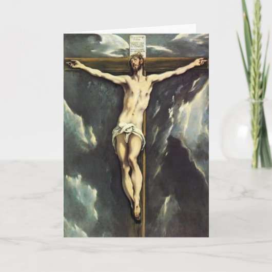 El Greco Christ op het Kruis Wenskaart Feestdagen Kaart (Voorkant)