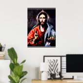 El Greco - Christus als redder, mooi kunstportret Poster (Thuiskantoor)