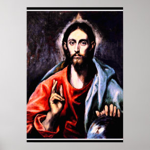 El Greco - Christus als redder, mooi kunstportret Poster