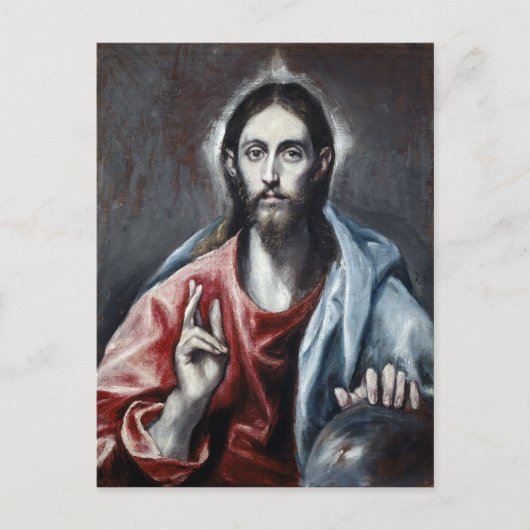 El Greco Christus die de redder van de wereld vers Briefkaart (Voorkant)