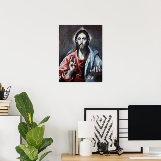 El Greco Christus die de redder van de wereld vers Poster (Thuiskantoor)