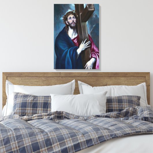 El Greco Christus die het kruis draagt Canvas Afdruk (Insitu (Slaapkamer))