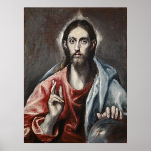 El Greco - Christus Zegenend Poster (Voorkant)